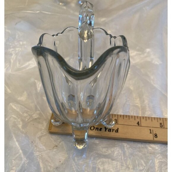 Indiana Glass Sugar Bowl and Creamer Pitcher Set Colonial Notched Clear 4 Footed - Picture 11 of 11